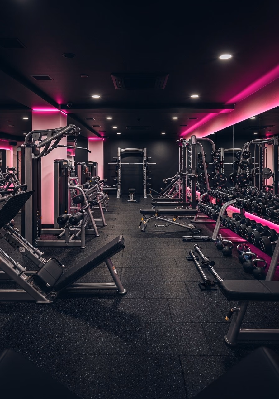 Zone de musculation aux néons roses