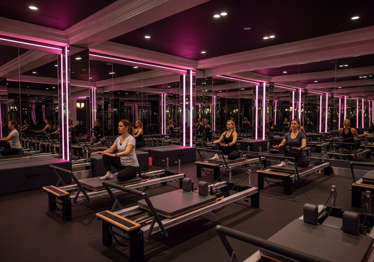 Salle de Pilates équipée de reformers